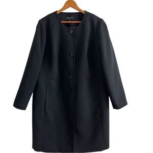 Talbots Wool Blend Collarless Coat 16W Lightweight Dressy Long Capsule Classic